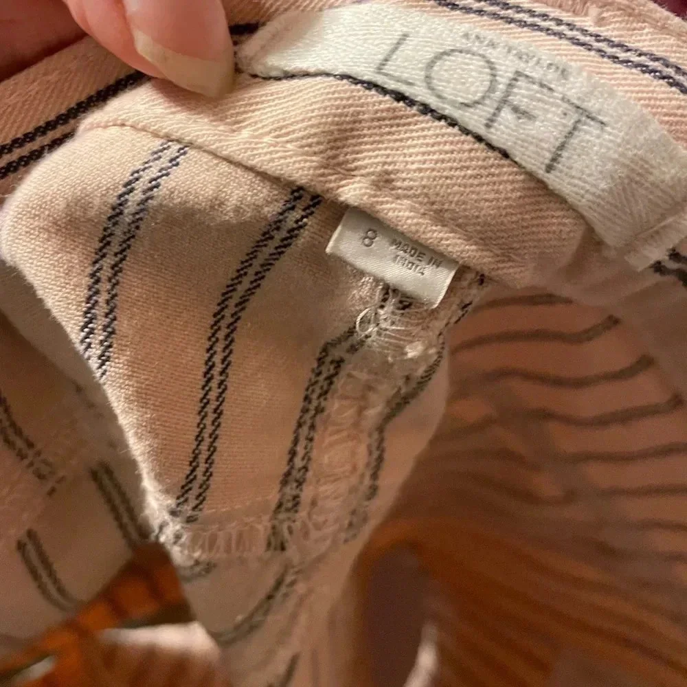 LOFT STRIPED DENIM SHORTS